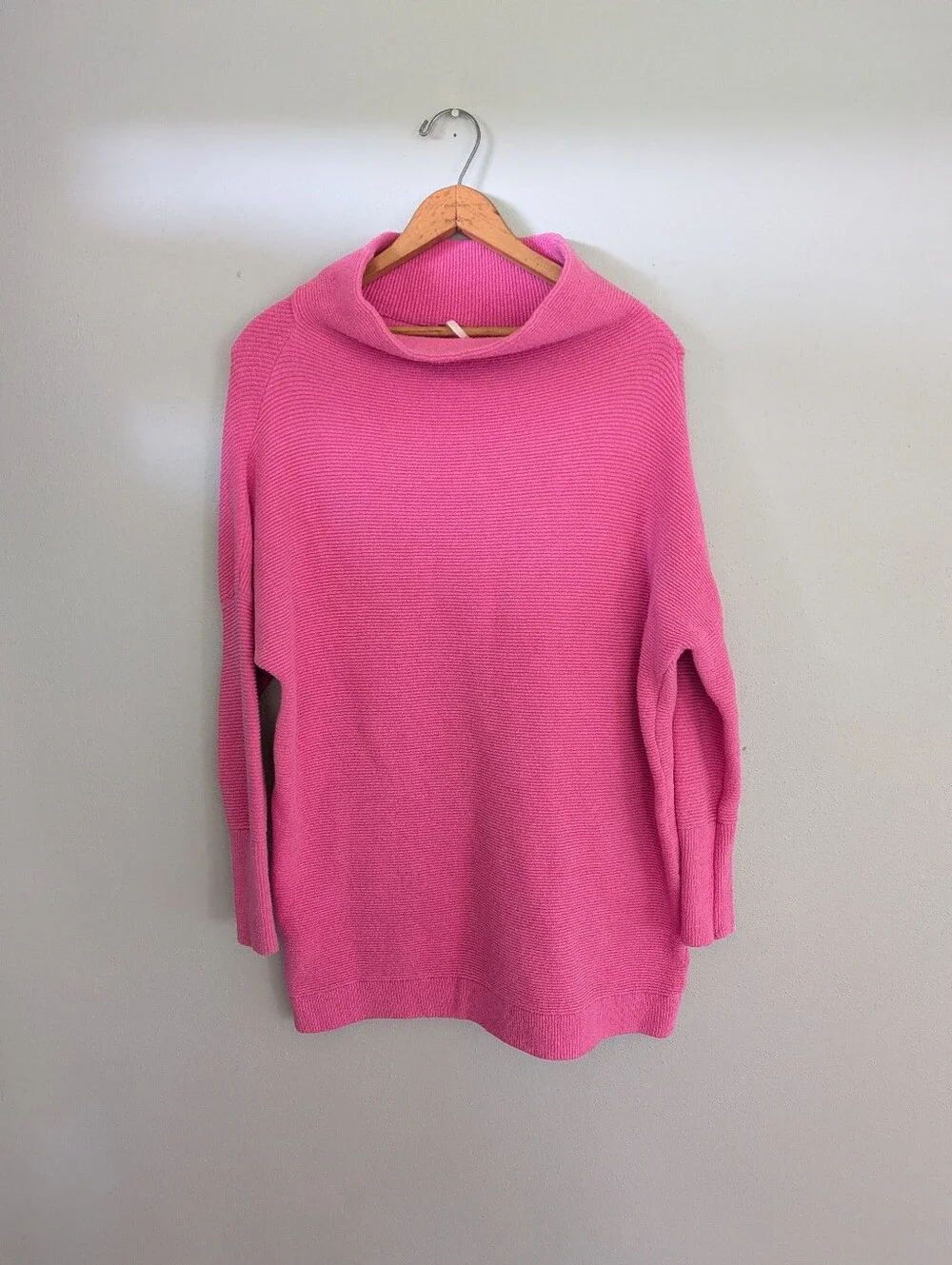 Free People Pink Cowlneck Knit Sweater | Size XS